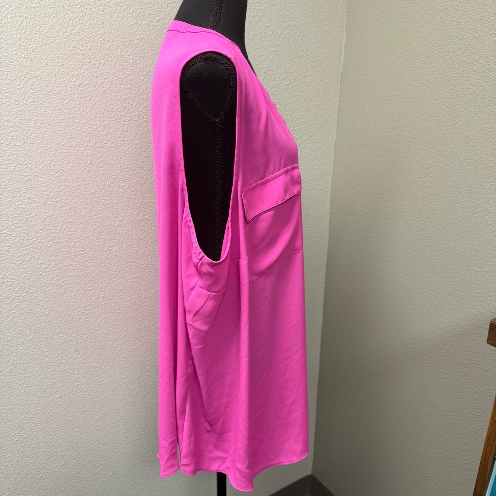 Worthington Pink Sleeveless Blouse 3X Plus Size Career Chic Pocket Top - Picture 6 of 9